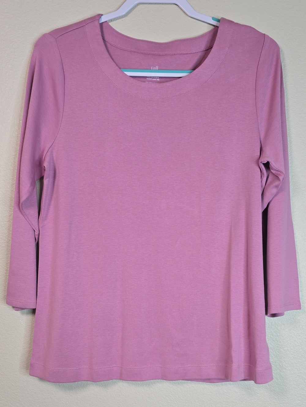 J. Jill Soft Pink Long Sleeve Scoop Neck Tank Top 3/4 sleeves Size Large Nwt.